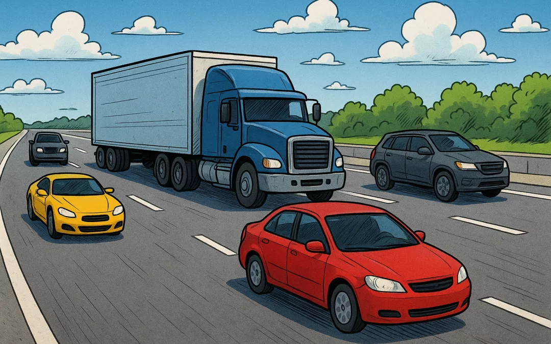 rouler en colonnes sur l'autoroute