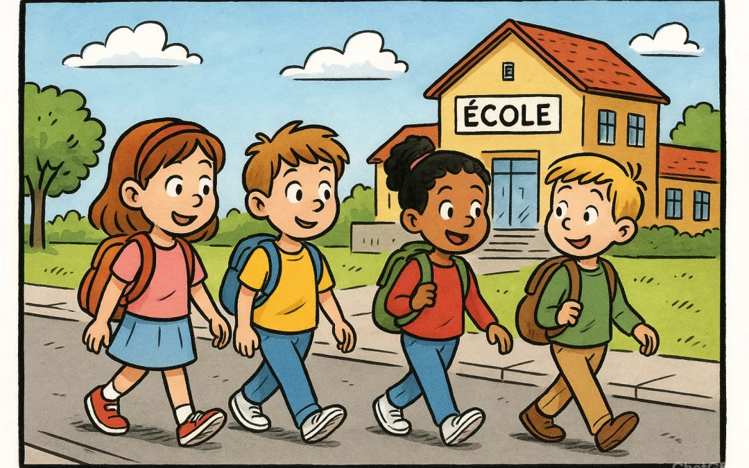 les enfants sur le chemin de l'école