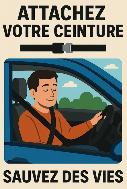 sensibiliser le port de la ceinture en voiture
