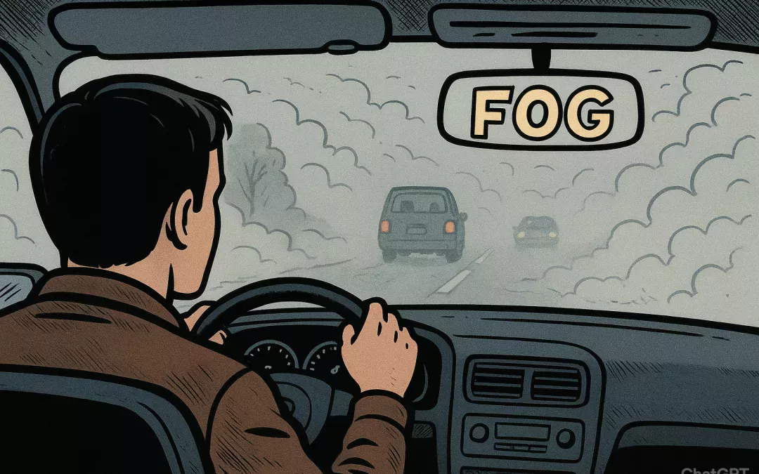 Une visibilité réduite lié au brouillard sur la route