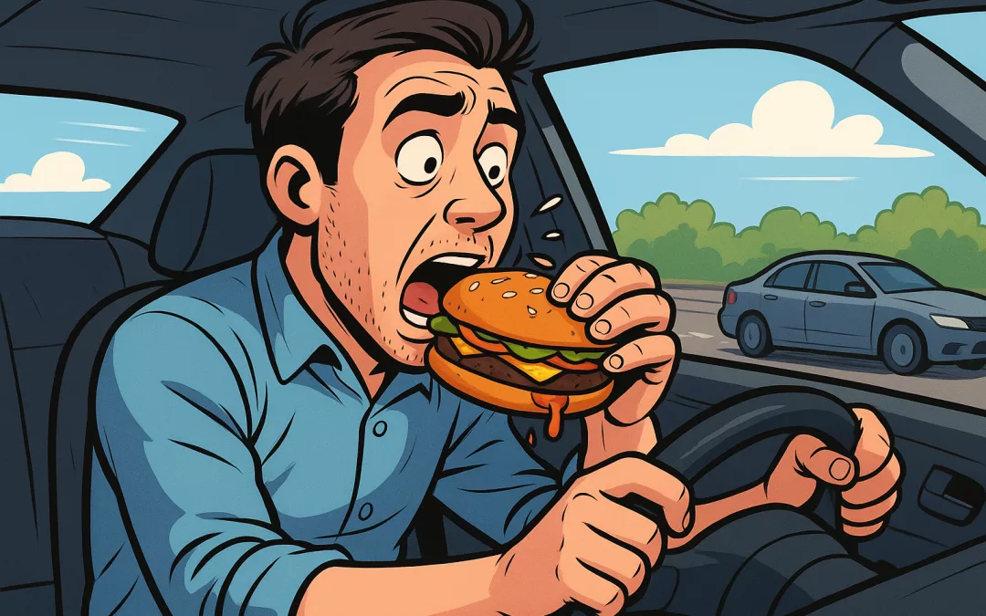 les inconvénients de manger en conduisant